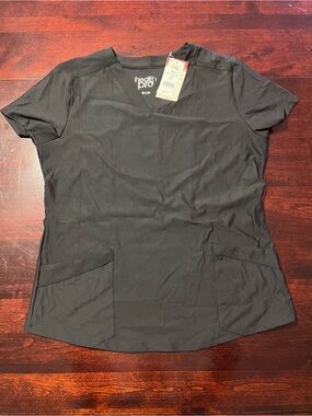 Health Pro Women's Black V-Neck Short Sleeve Scrub Top